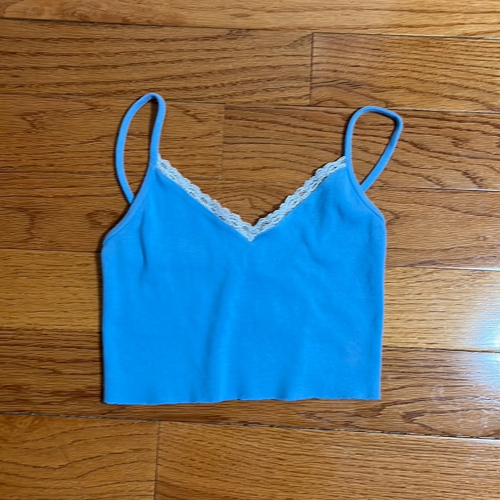 brandy melville blue lace tank top